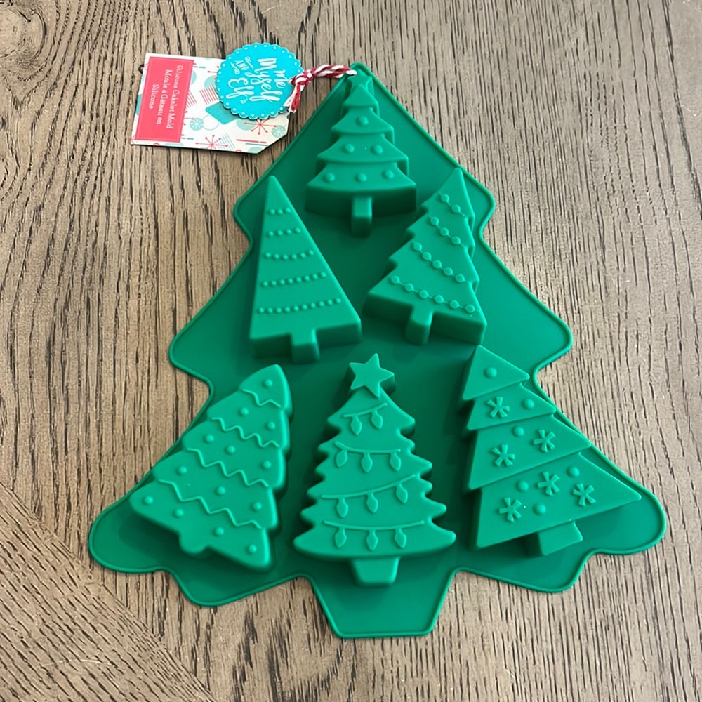 Christmas Tree Silicone Baking Mold Green New Holiday Winter Cookies Crafts Joy
